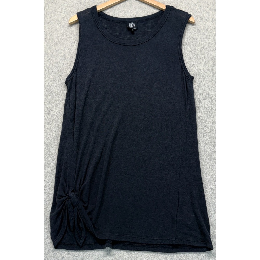 Bobeau Womens Tank Top Black Side Knot Sleeveless Crew Neck‎ Pullover Stretch XL